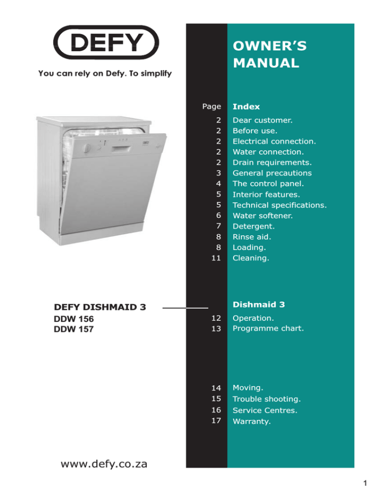 Defy DISHWASHER 8 Owner's manual Manualzz