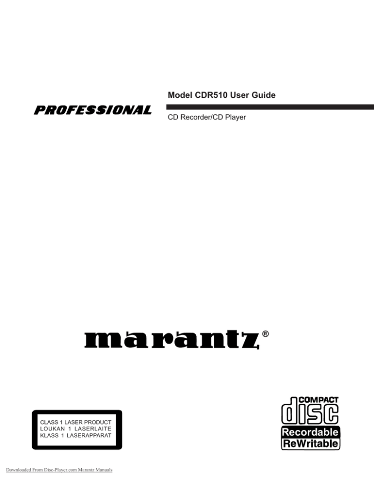 Marantz CDR510 User guide | Manualzz