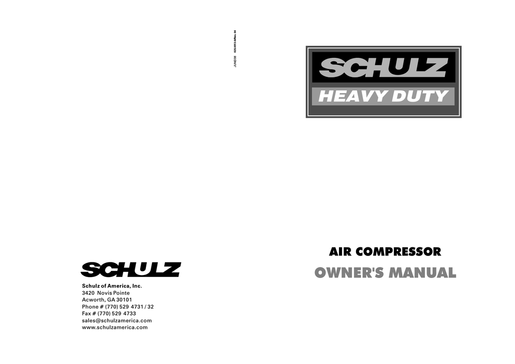 Schulz Air Compressor Owner's manual | Manualzz