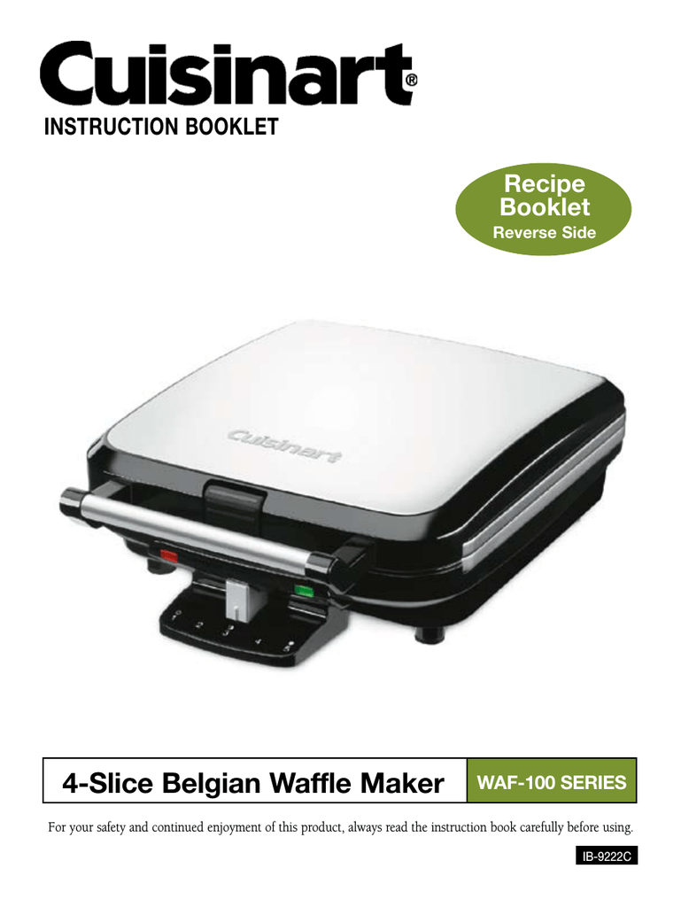 Cuisinart WAF100 4 Slice Belgian Waffle Maker manual Manualzz