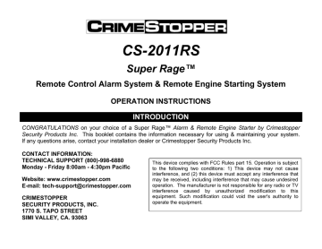 CrimeStopper CS-2011RS.II, CS-2011RS User manual | Manualzz