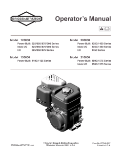 Briggs & Stratton 120000 Intek I/C 850 Series - Manual, User manual ...