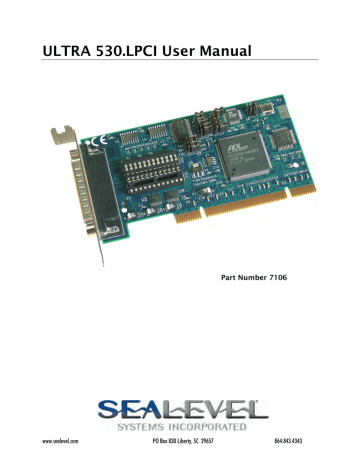 SeaLevel Ultra 530.LPCI Low Profile PCI 1-Port RS-232, RS-422, RS-485, RS-530 Serial Interface User manual | Manualzz