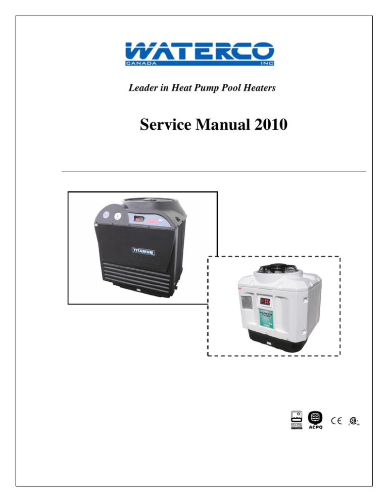 Waterco HEAT PUMP SWIMMING POOL HEATERS User manual Manualzz