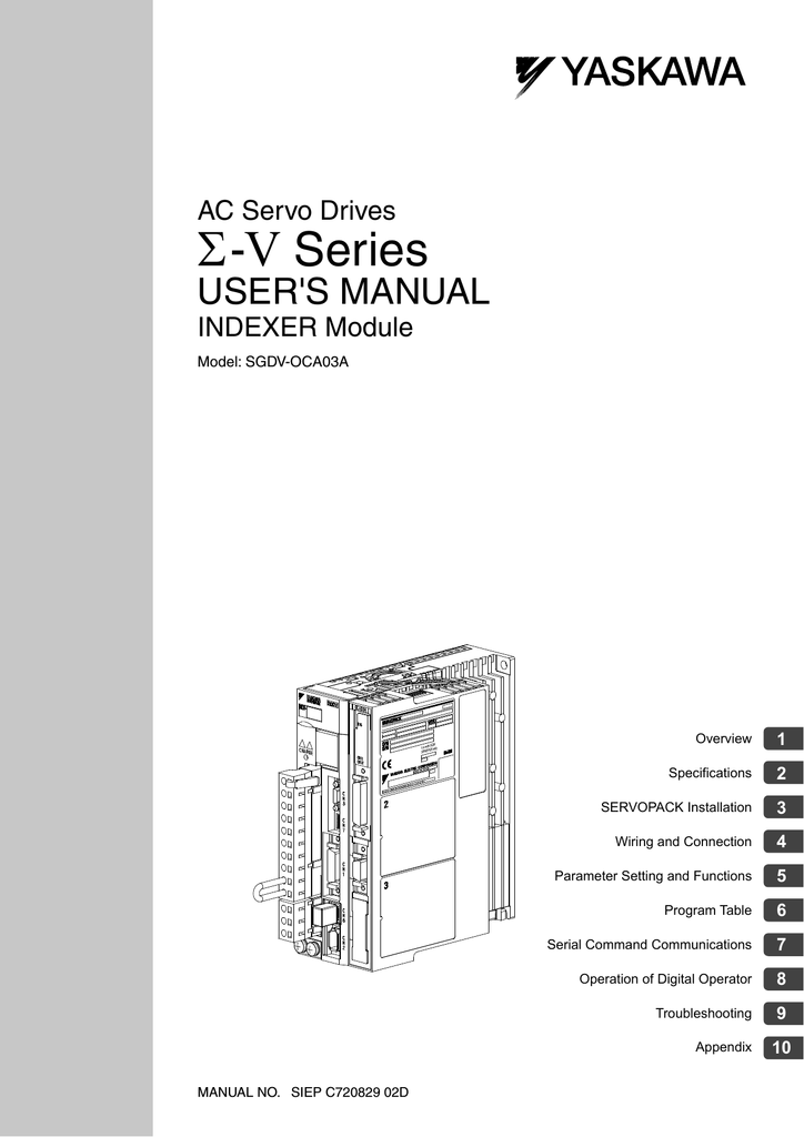 YASKAWA SERVO User`s manual | Manualzz