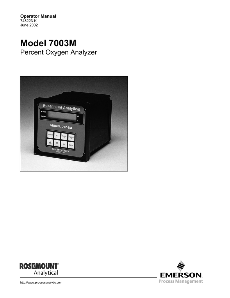 Rosemount 7003M Percent O2 AnalyzerRev K Owner's Manual Manualzz