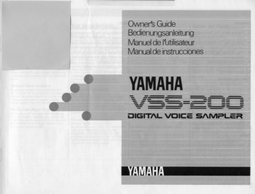 Yamaha VSS-200 Owner's manual | Manualzz