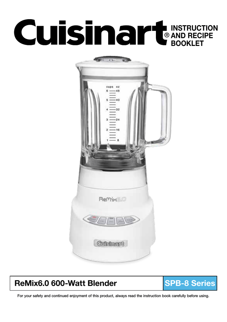 Cuisinart SPB8 VELOCITY 600 Watt Blender Specifications Manualzz