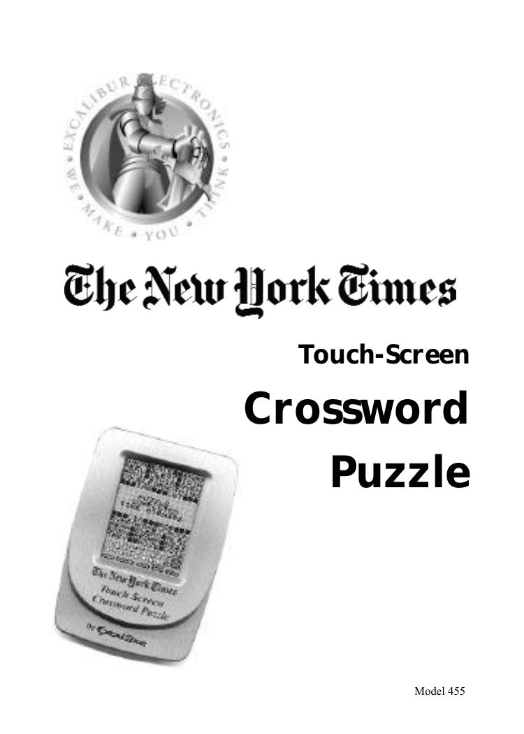 Excalibur 455 User manual TouchScreen Crossword Puzzle Manualzz