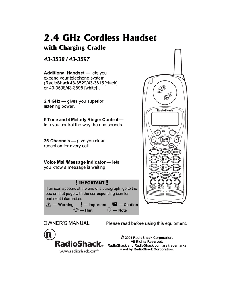 Radio Shack 433538 Owner's Manual Manualzz