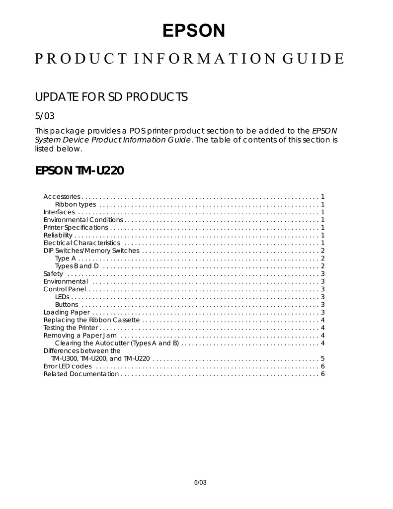 epson tm u220 paper size