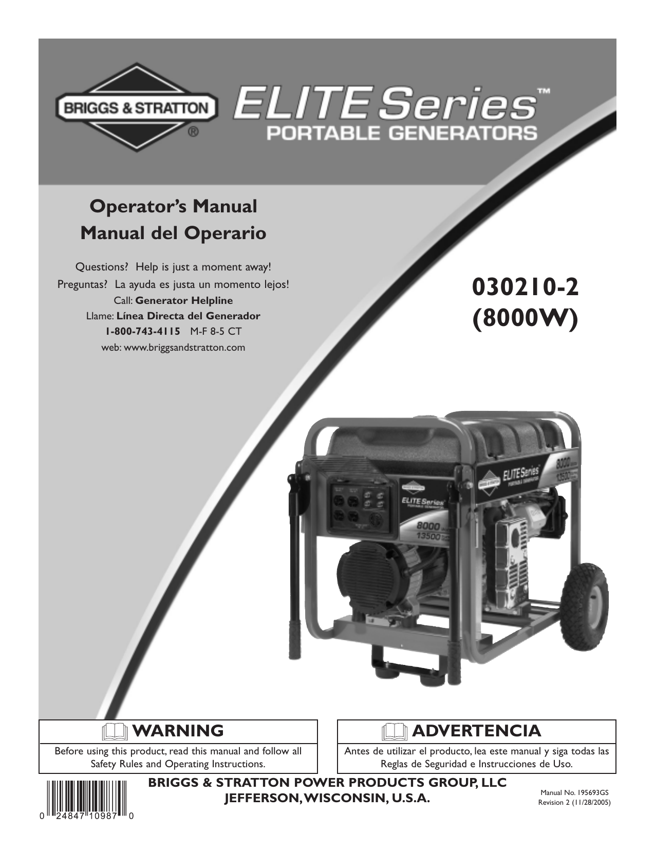 Briggs & Stratton 0302102 Portable Generator User manual Manualzz