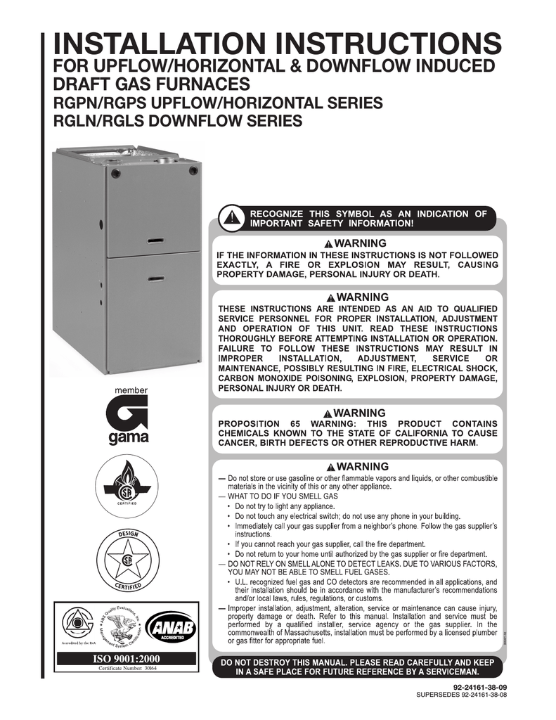 Rheem Gas Furnace Pilot Light Instructions | Shelly Lighting