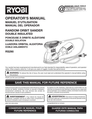 User manual | Ryobi RS290 Operator`s manual | Manualzz