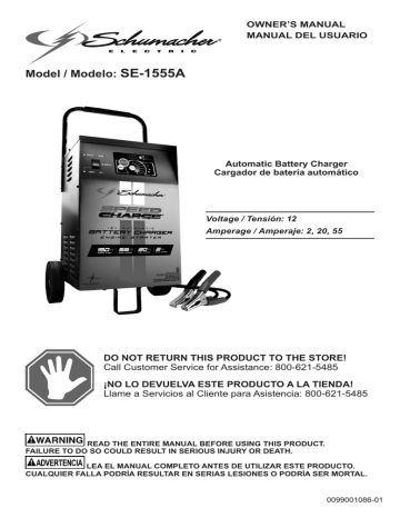 Owner's manual | Schumacher Electric SE-1555A Owner`s manual | Manualzz