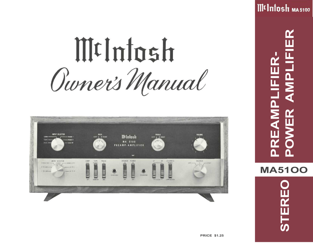 mcintosh ma5100 specifications