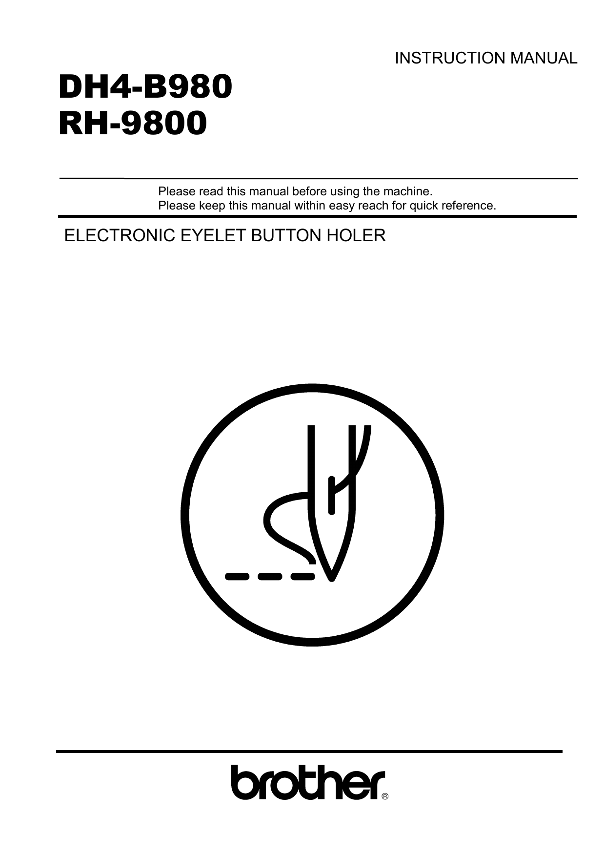 Brother DH4B980 Sewing Machine User manual Manualzz