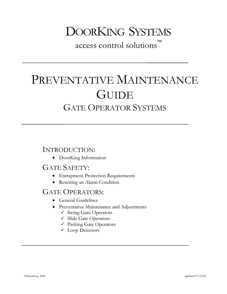 Datasheet DoorKing Series 6300 Technical information Manualzz