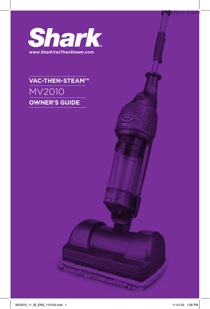 Shark VACTHENSTEAM MV2010 Specifications Manualzz