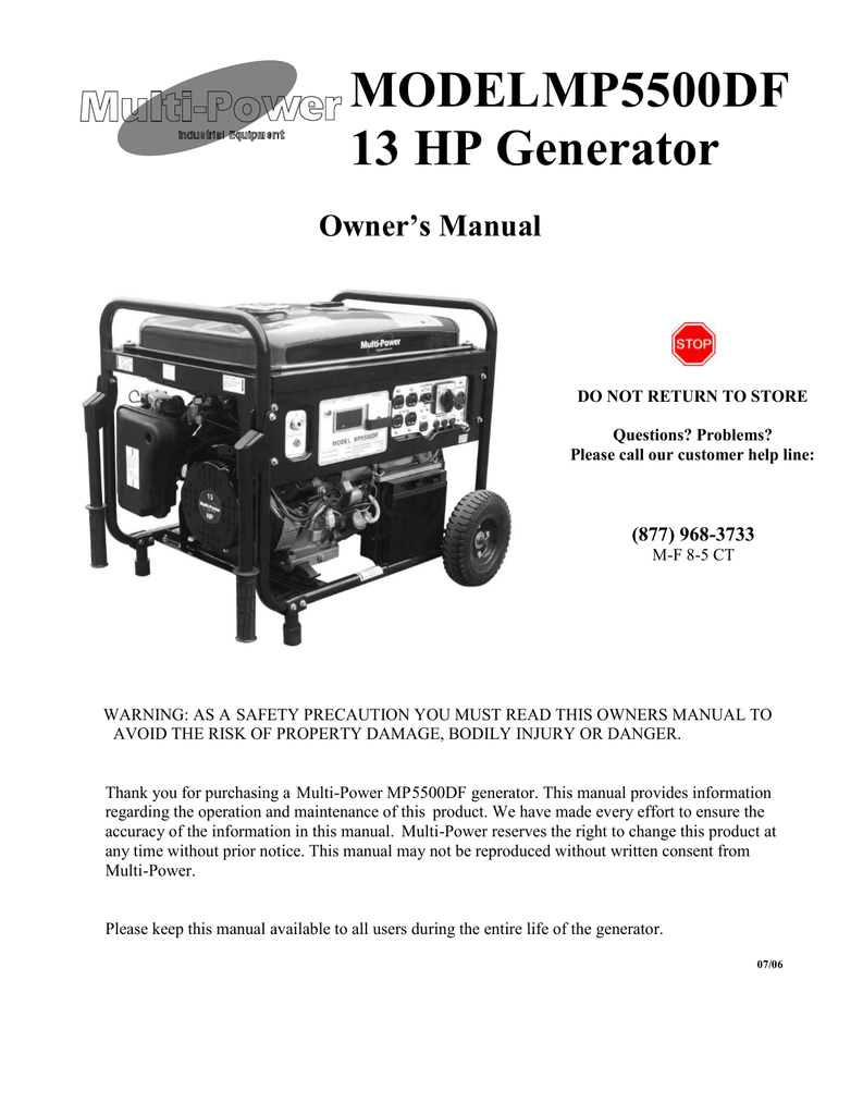 Wen Power Pro 5500 Generator Service Manual