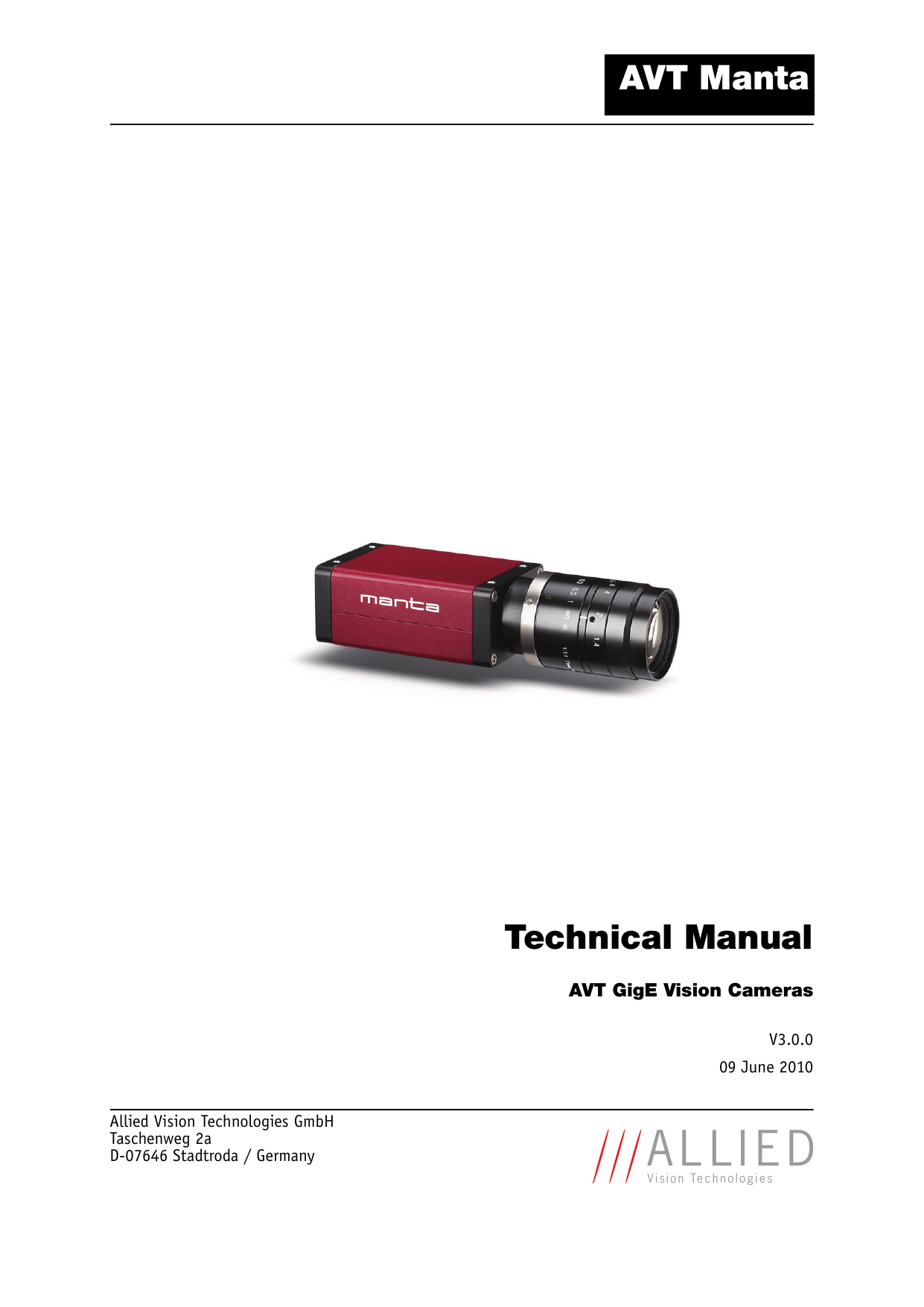 GigE | User Manual | Technical Manual AVT Manta | Manualzz