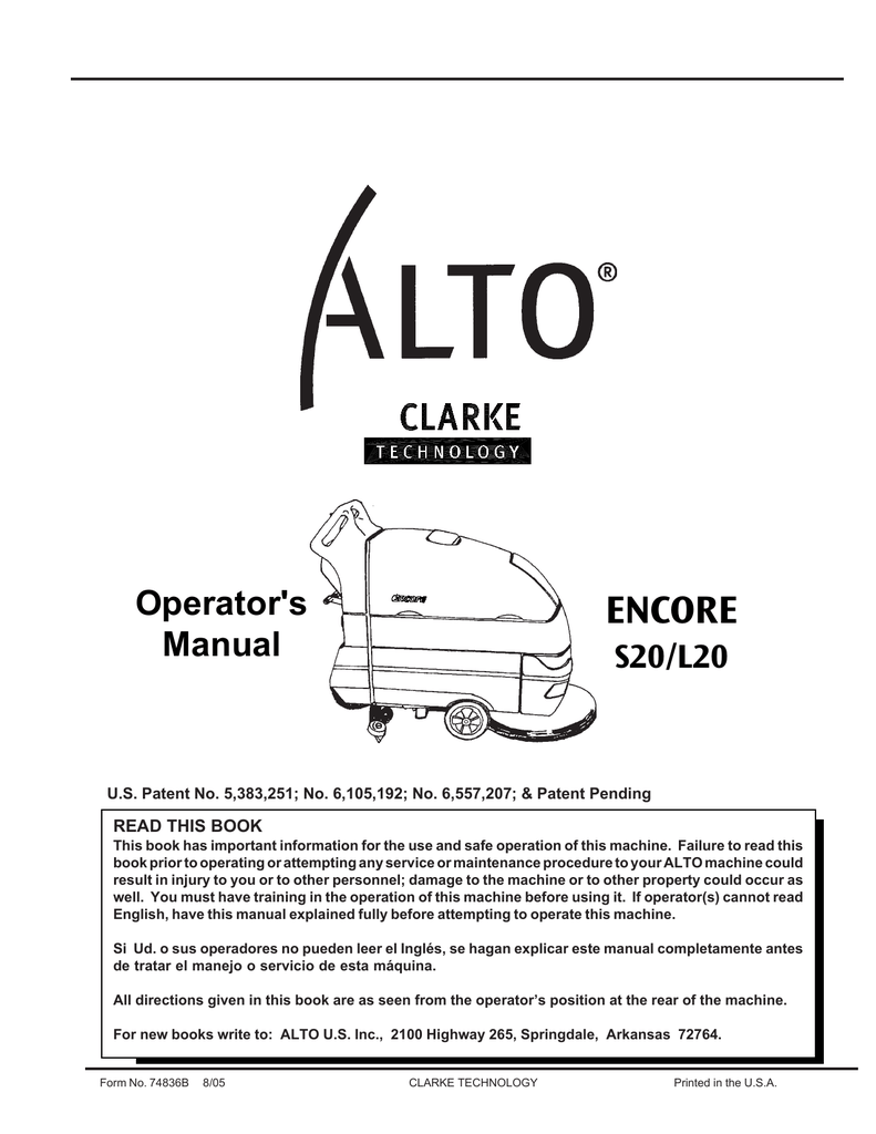 Clarke Focus Ii Boost L20 Operator Manual