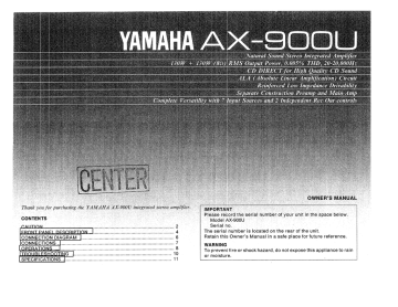 Yamaha AX-900, R-900 Owner's manual | Manualzz