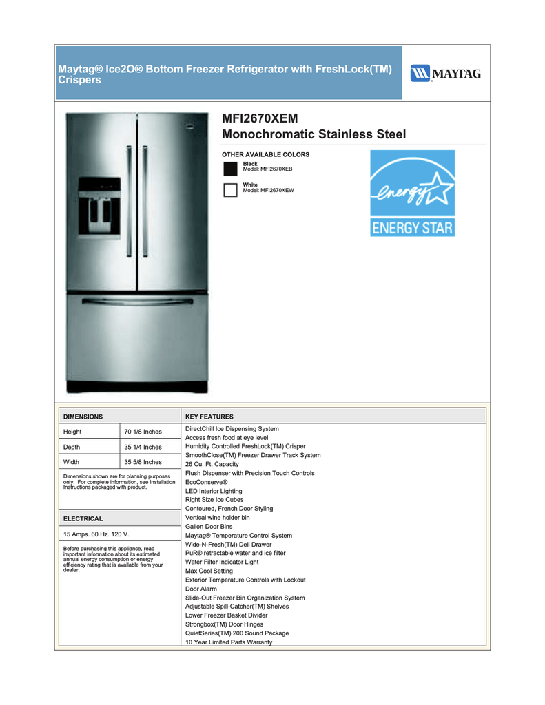 maytag refrigerator power consumption