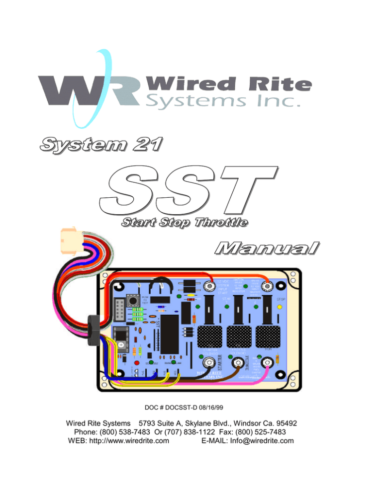 SST (Start/Stop/Throttle) Wired Rite Systems, Inc. Manualzz