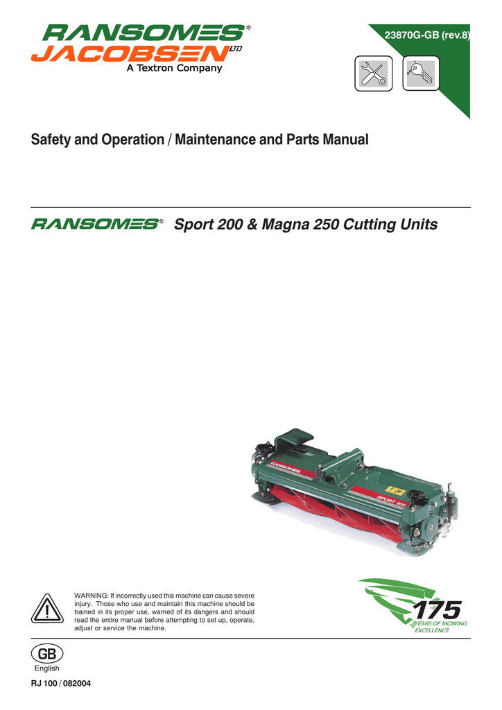 Ransomes ar250 service manual