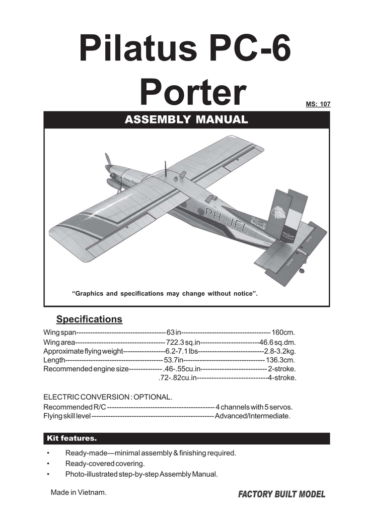 Seagull Models Pc 6 Specifications Manualzz