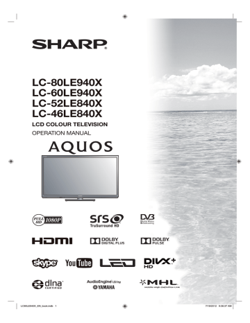 Sharp Lc 46le840x Specifications Manualzz