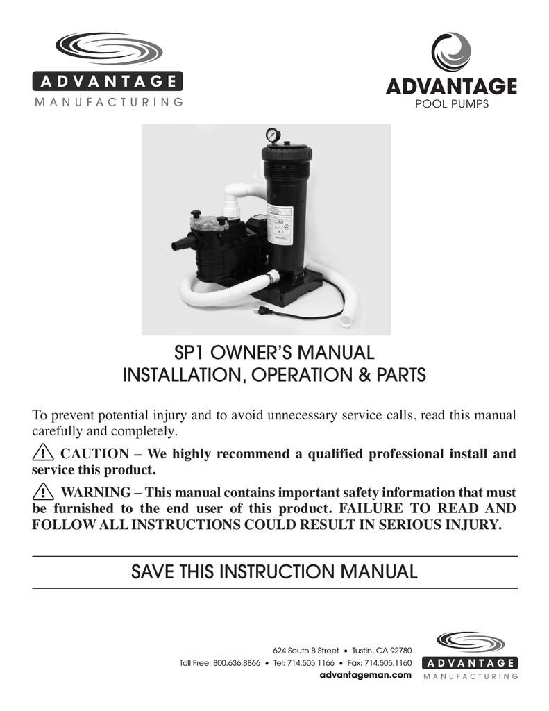 Advantage Pool Pumps Owner S Manual Manualzz Com