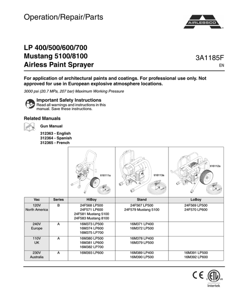 AIRLESSCO LP540 User manual | Manualzz