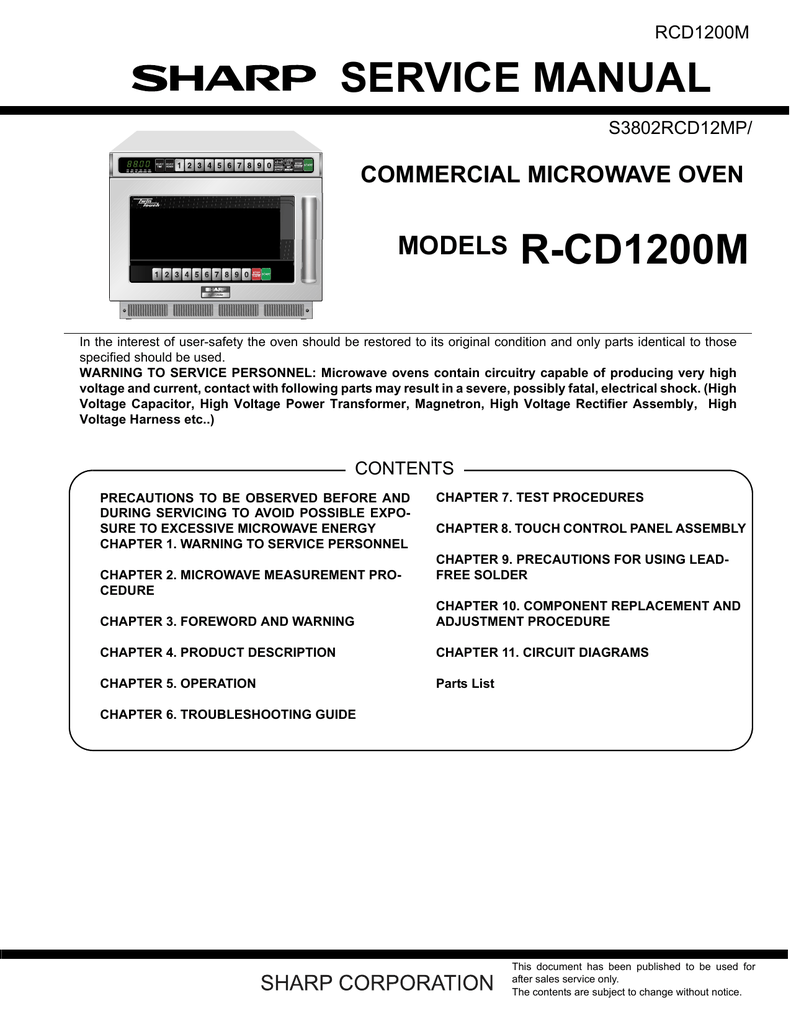 Sharp Carousel Microwave Repair Parts