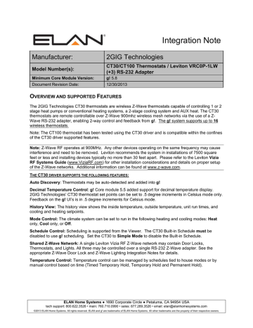 Radio Thermostat CT30 User guide | Manualzz