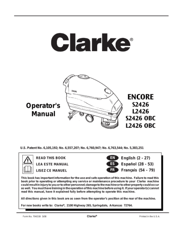 Clarke ENCORE S2426 Operator`s manual | Manualzz