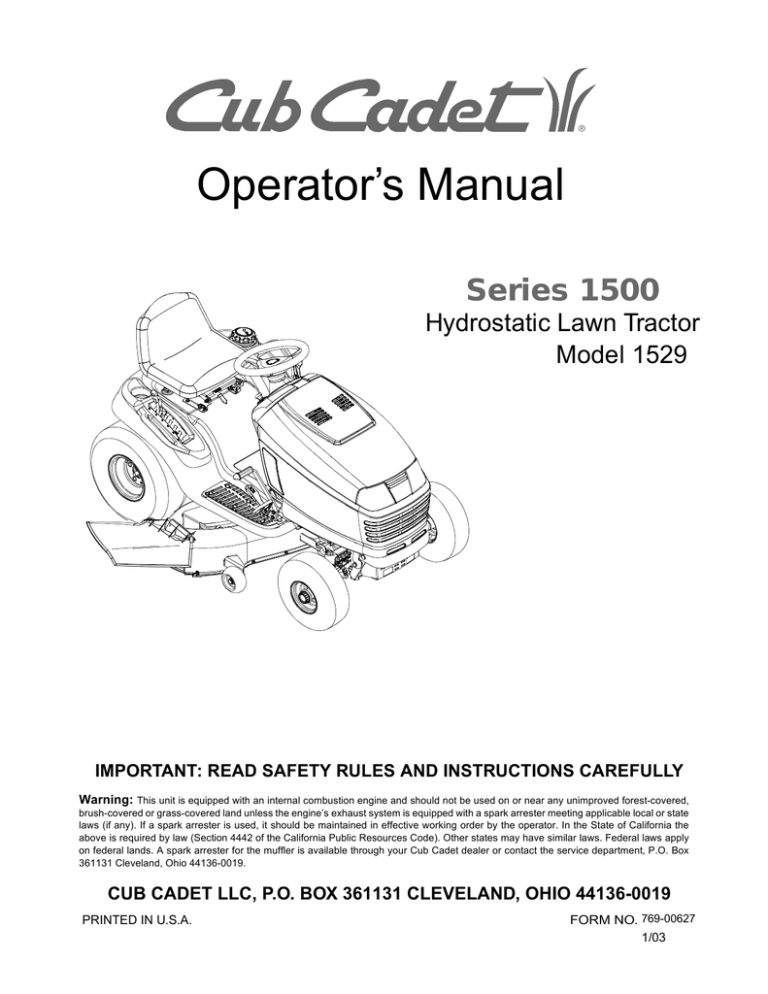 Cub Cadet 1529 User Manual Manualzz