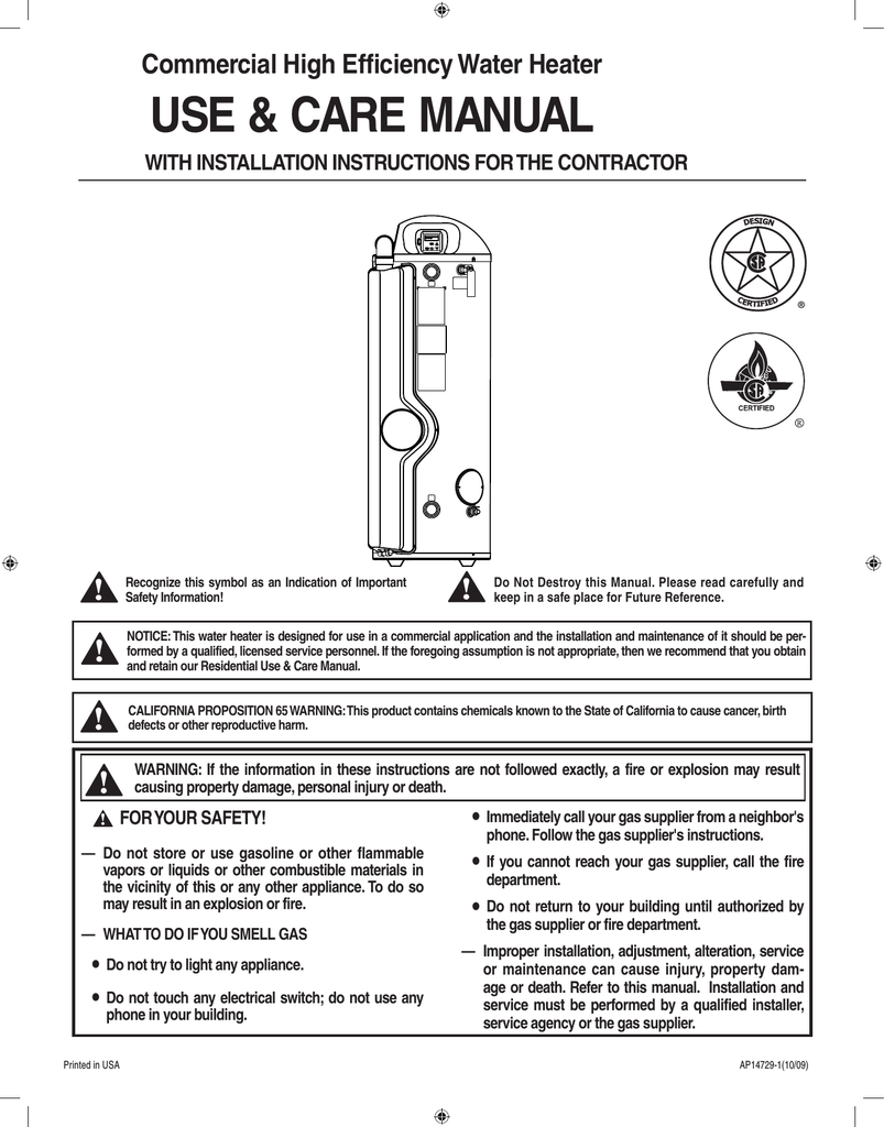 Rheem power vent water heater 42vp50fw manual