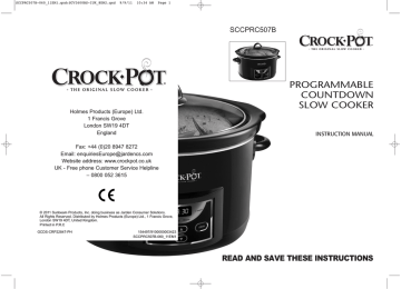 Crock-Pot SCCPRC507B Instruction Manual | Manualzz