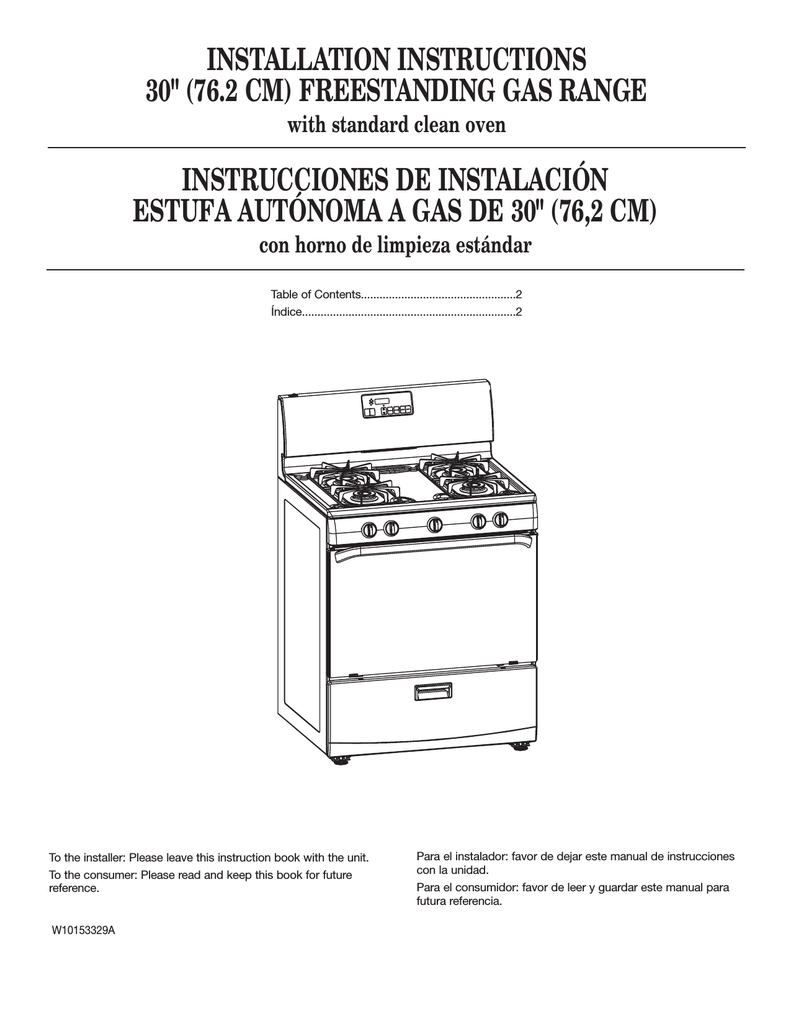 Whirlpool W10153329A Range User manual Manualzz