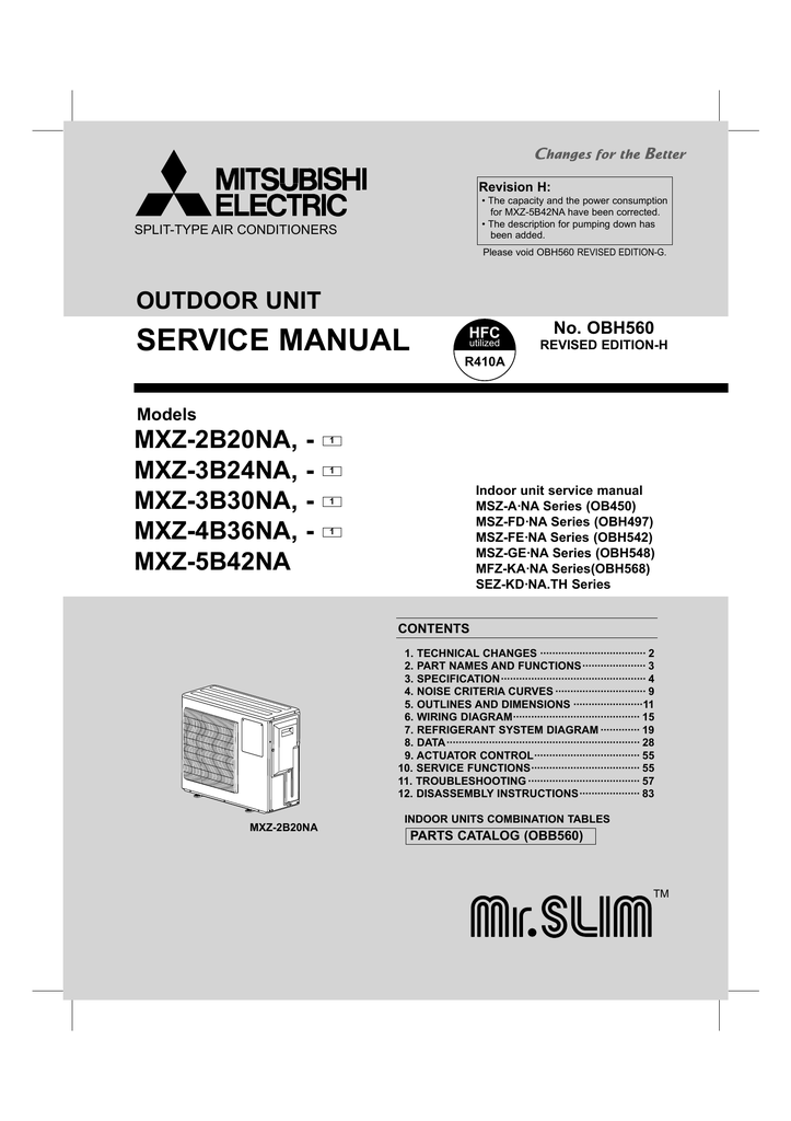 Mitsubishi Electric MXZ-5B42NA Service Manual | Manualzz