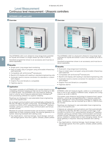 Siemens | sitrans LU01 | User manual | Level Measurement 5 | Manualzz