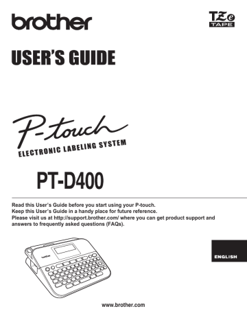 RESETTING & MAINTAINING YOUR P-TOUCH LABELER. Brother P-touch PT-D400, PT-D400 | Manualzz