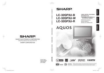 Sharp LC32GP3UB Flat Panel Television User manual | Manualzz