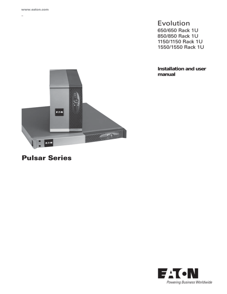 Eaton Evolution 850 Rack 1U User manual | Manualzz