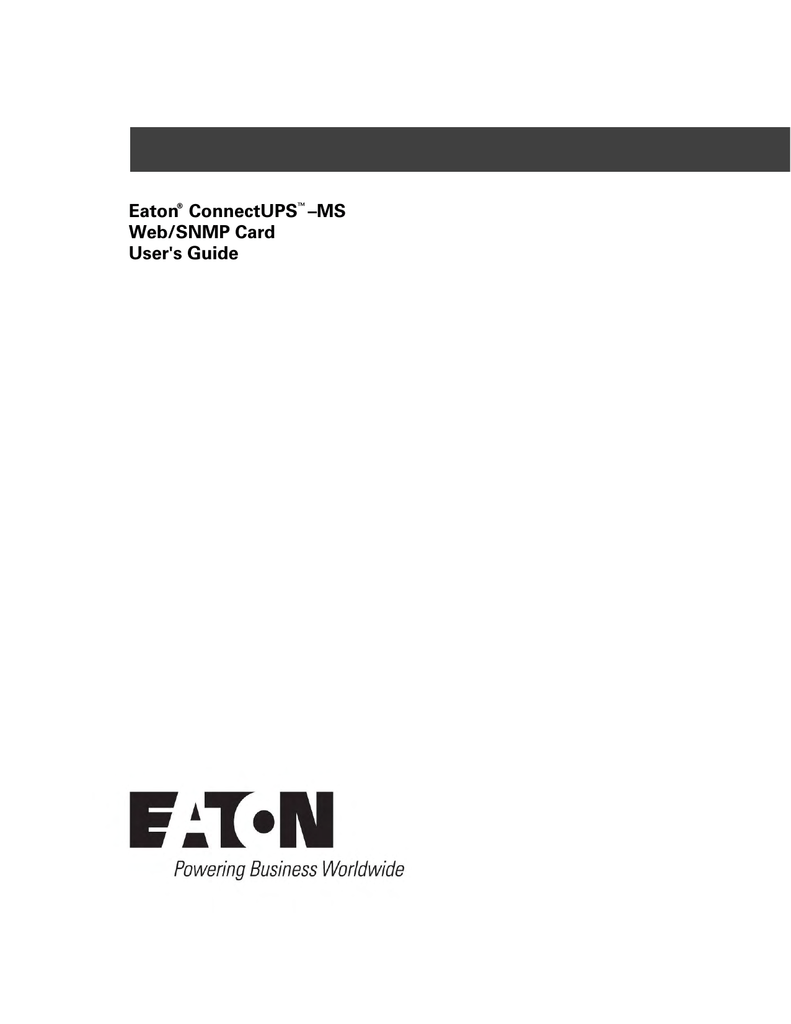 Eaton Network Management Card User`s guide Manualzz