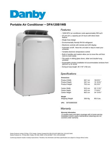 Danby DPA120B1WB 12,000 BTU Portable 