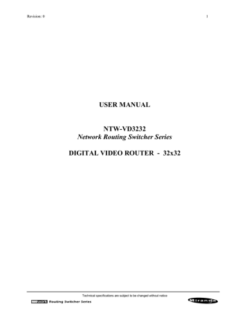 Miranda NTW-VD3232 User manual | Manualzz