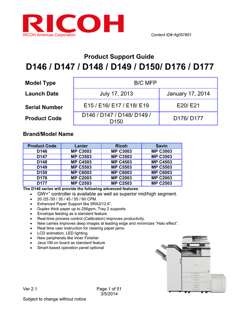 Ricoh Mp C3503 Specification Manualzz